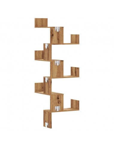 Scaffale Angolare Muro Rovere Artigianale 45x45x147 cm Legno