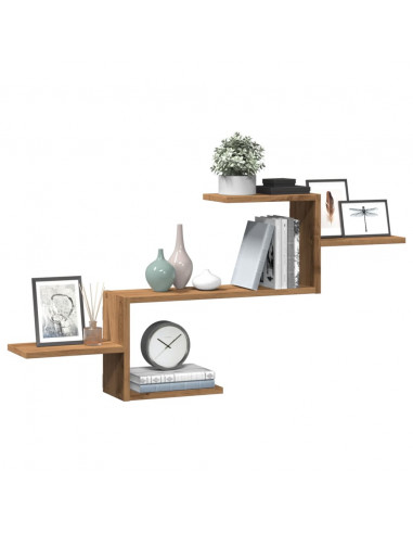 Scaffale a Parete Rovere Artigianale 104x15x49 cm in Truciolato