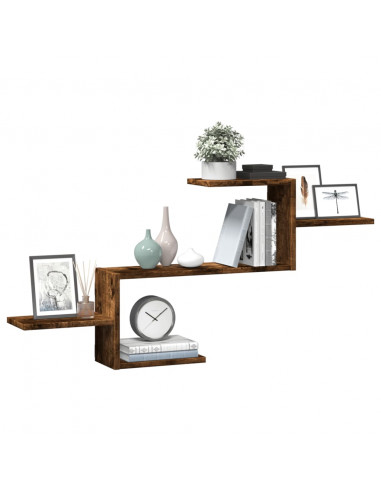 Scaffale a Muro Rovere Fumo 104x15x49 cm in Truciolato