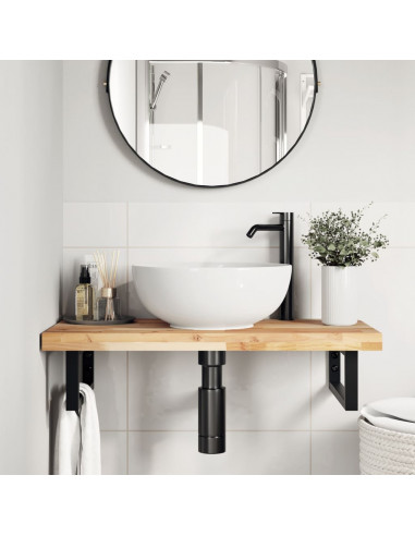 Piano da Bagno Non Trattato 80x40x4 cm Legno Massello di Acacia