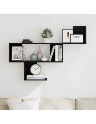 Scaffale a Parete Rovere Nero 100x15x70 cm in Truciolato