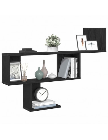 Scaffale a Parete Rovere Nero 100x15x70 cm in Truciolato