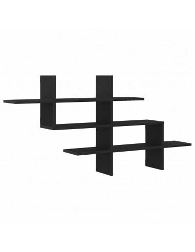 Scaffale a Parete Rovere Nero 124,5x18x60,5 cm in Truciolato