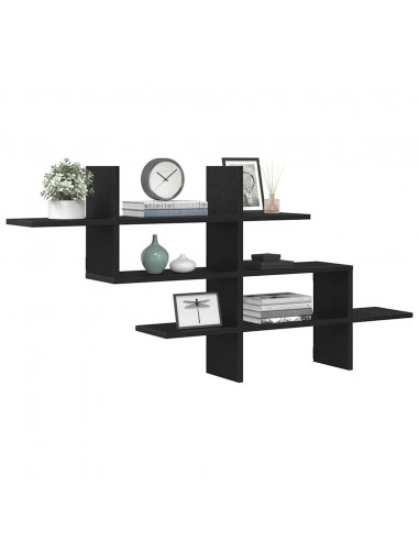 Scaffale a Parete Rovere Nero 124,5x18x60,5 cm in Truciolato