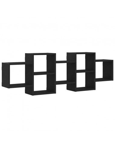 Scaffale a Parete Rovere Nero 129x18x42 cm in Truciolato
