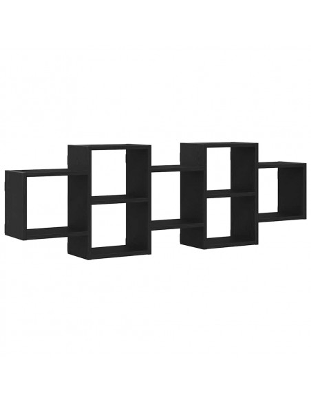 Scaffale a Parete Rovere Nero 129x18x42 cm in Truciolato