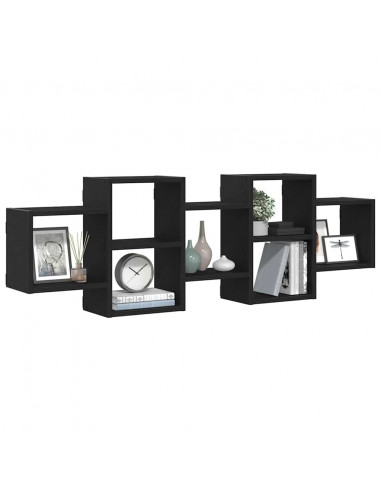 Scaffale a Parete Rovere Nero 129x18x42 cm in Truciolato