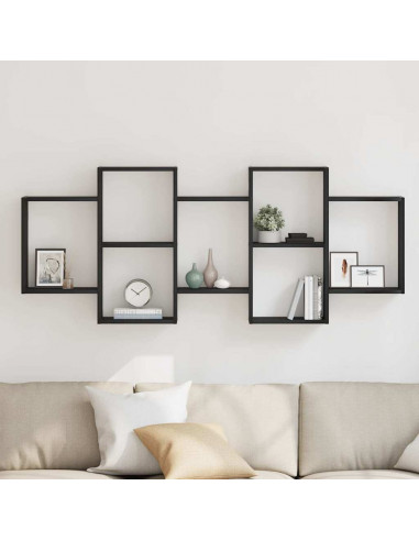 Scaffale a Parete Rovere Nero 159x18x65 cm in Truciolato