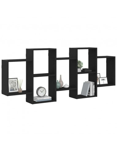 Scaffale a Parete Rovere Nero 159x18x65 cm in Truciolato