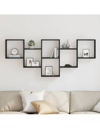 Scaffale a Parete Rovere Nero 159x18x66 cm in Truciolato