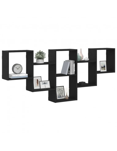 Scaffale a Parete Rovere Nero 159x18x66 cm in Truciolato