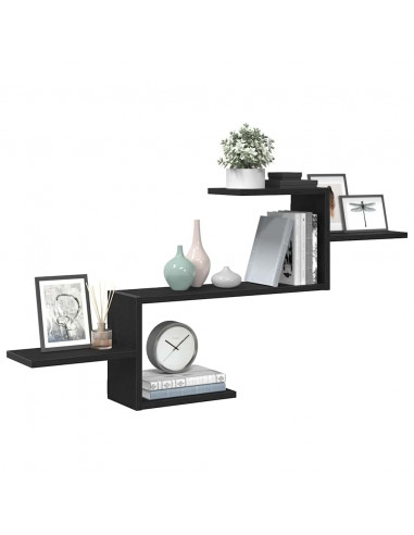 Scaffale a Parete Rovere Nero 104x15x49 cm in Truciolato