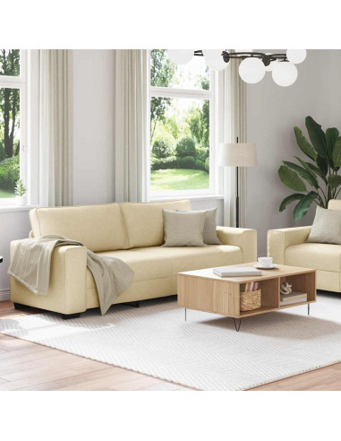 Set di Divani 2 pz con Cuscini Crema in Tessuto