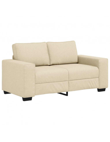 Set di Divani 2 pz con Cuscini Crema in Tessuto