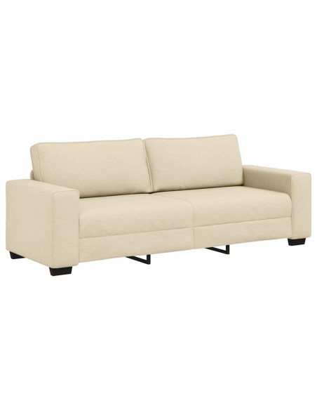 Set di Divani 2 pz con Cuscini Crema in Tessuto