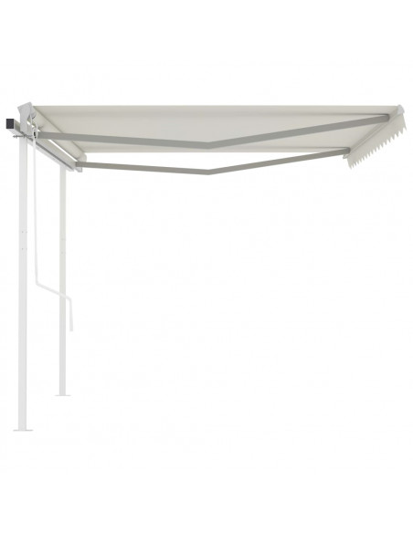 Tenda da Sole Retrattile Manuale con Pali 4,5x3,5 m Crema