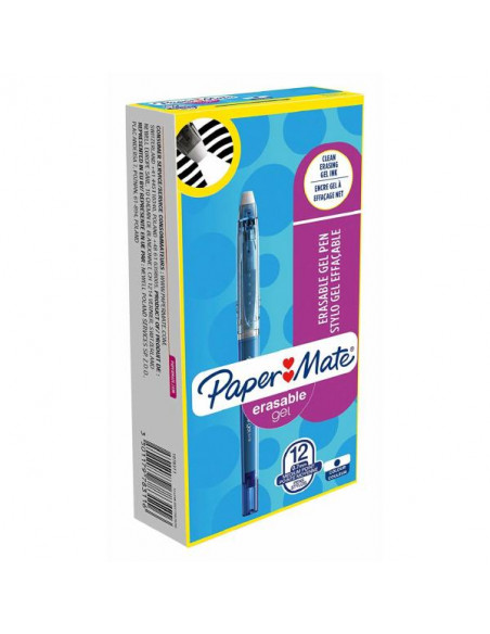 Papermate Erasable Gel Penna in gel con cappuccio Medio Blu 12 pz