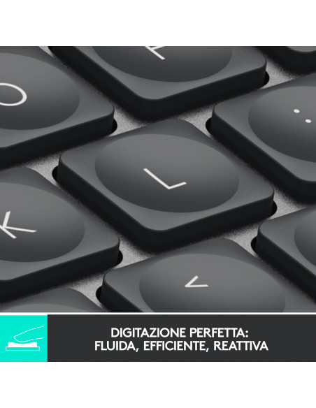 Logitech MX Keys Mini Tastiera Illuminata Wireless, Minimal, Compatta, Bluetooth, Retroilluminata, USB-C, Compatibile con Apple 