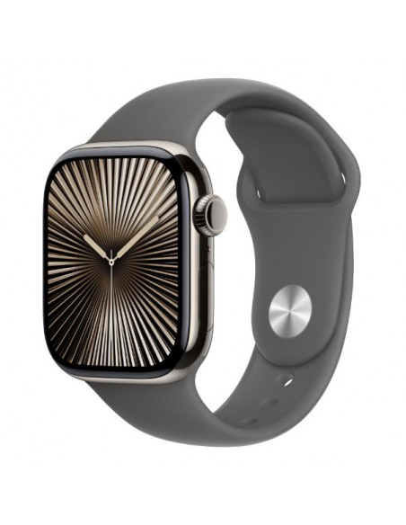 APPLE WATCH SERIES 10 GPS + CELLULAR 42MM NATURAL TITANIUM CASE WITH STONE GREY SPORT BAND - S/M