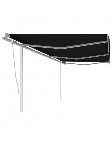 Tenda da Sole Retrattile Manuale con Pali 6x3,5 m Antracite