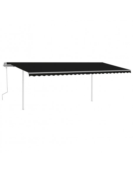 Tenda da Sole Retrattile Manuale con Pali 6x3,5 m Antracite