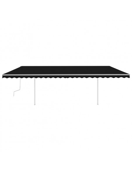 Tenda da Sole Retrattile Manuale con Pali 6x3,5 m Antracite