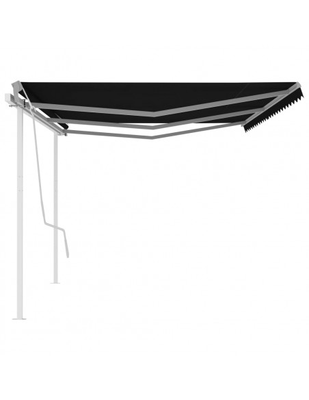 Tenda da Sole Retrattile Manuale con Pali 6x3,5 m Antracite