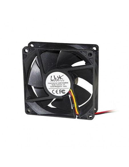VENTOLA PER CASE 80X80X25MM BK 12V CONNETTORE 3 FILI CON VITI INCLUSE