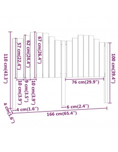 Testiera per Letto 166x4x110 cm in Legno Massello di Pino