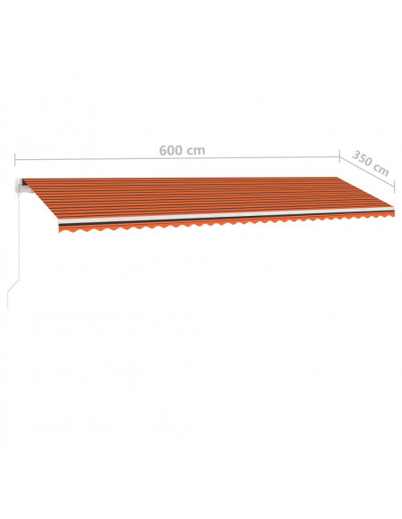 Tenda da Sole Autoportante Manuale 600x350cm Arancione/Marrone