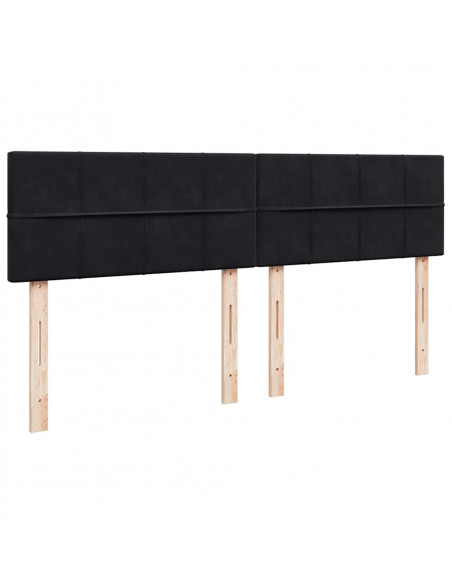 Struttura Letto Pouf con Materasso Nero 200x200 cm in Velluto