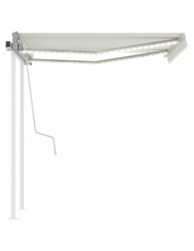 Tenda da Sole Retrattile Manuale con LED 3,5x2,5 m Crema