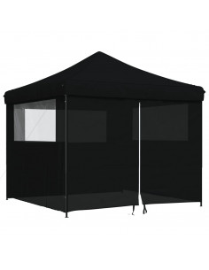 Tendone per Feste Pieghevole Pop-Up con 4 Pareti Nero 2