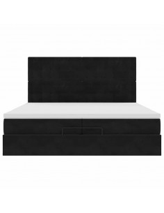 Struttura Letto Pouf con Materassi Nero 200x200 cm Velluto 2