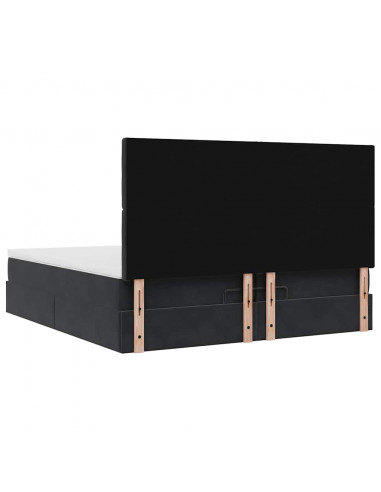 Struttura Letto Pouf con Materassi Nero 200x200 cm Velluto