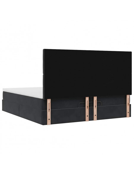 Struttura Letto Pouf con Materassi Nero 200x200 cm Velluto