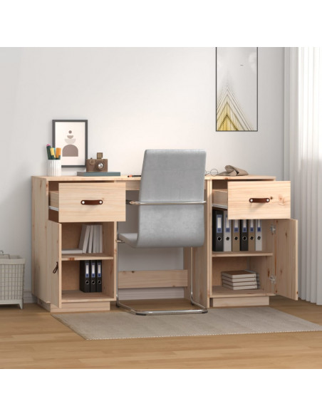 Scrivania con Armadietti 135x50x75 cm in Legno Massello di Pino