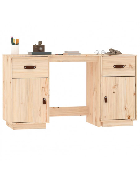 Scrivania con Armadietti 135x50x75 cm in Legno Massello di Pino