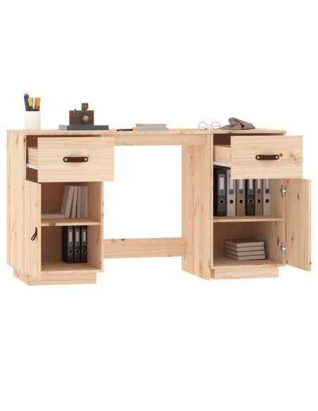 Scrivania con Armadietti 135x50x75 cm in Legno Massello di Pino
