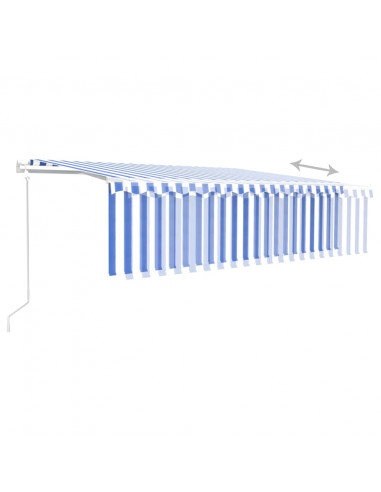 Tenda Sole Retrattile Automatica Parasole 5x3 m Blu Bianco