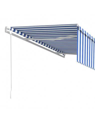 Tenda Sole Retrattile Automatica Parasole 5x3 m Blu Bianco