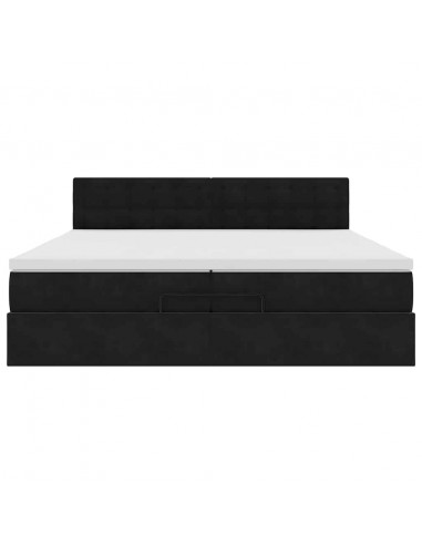 Struttura Letto Pouf con Materassi Nero 200x200 cm Velluto