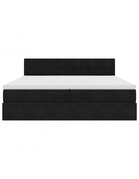 Struttura Letto Pouf con Materassi Nero 200x200 cm Velluto