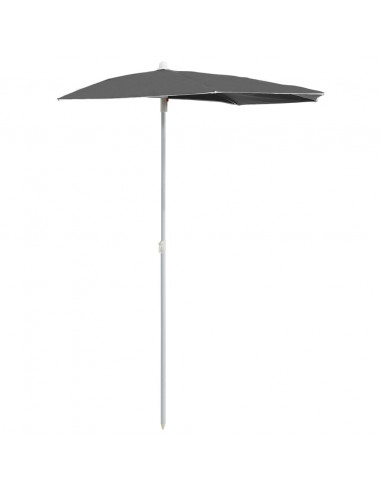 Ombrellone Semicircolare con Palo 180x90 cm Antracite