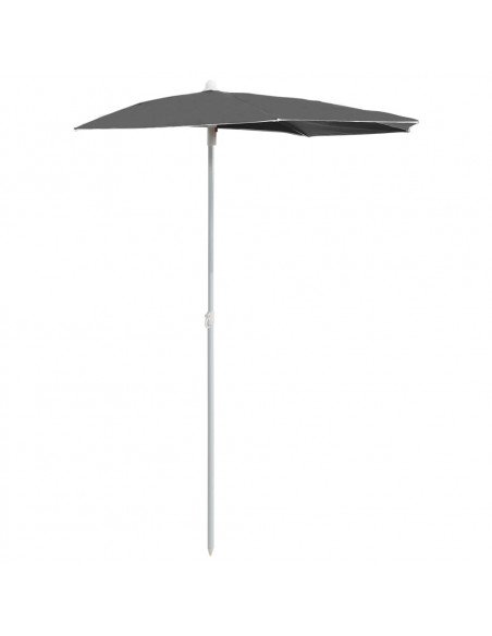 Ombrellone Semicircolare con Palo 180x90 cm Antracite