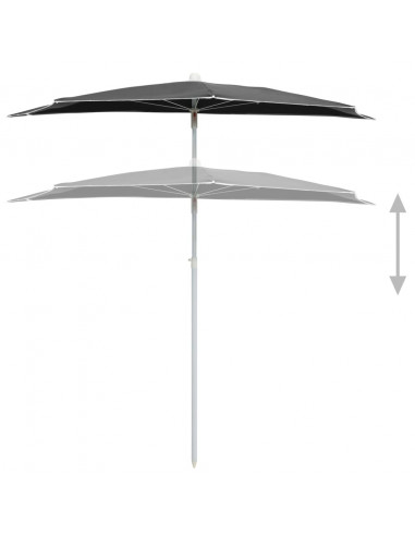 Ombrellone Semicircolare con Palo 180x90 cm Antracite