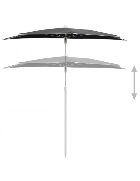 Ombrellone Semicircolare con Palo 180x90 cm Antracite