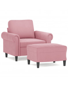Poltrona con Poggiapiedi Rosa 60 cm Velluto 2