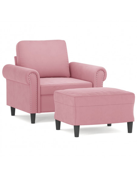 Poltrona con Poggiapiedi Rosa 60 cm Velluto