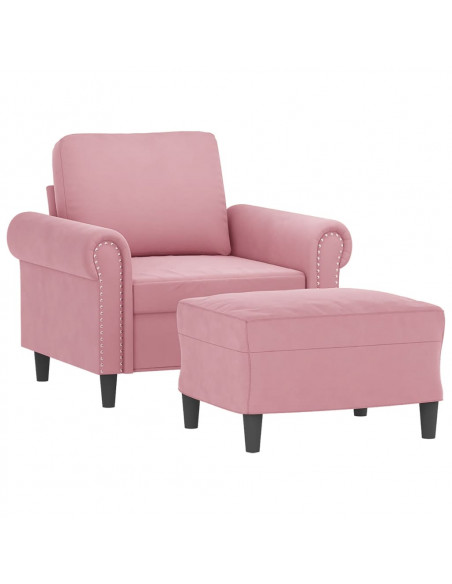 Poltrona con Poggiapiedi Rosa 60 cm Velluto